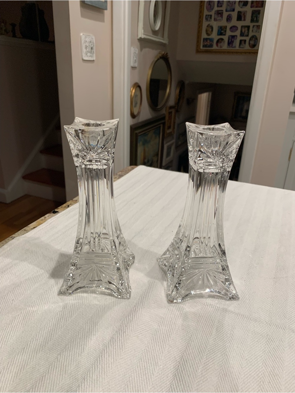 Clear Crystal Candlesticks Pair - Elegant Home Accent